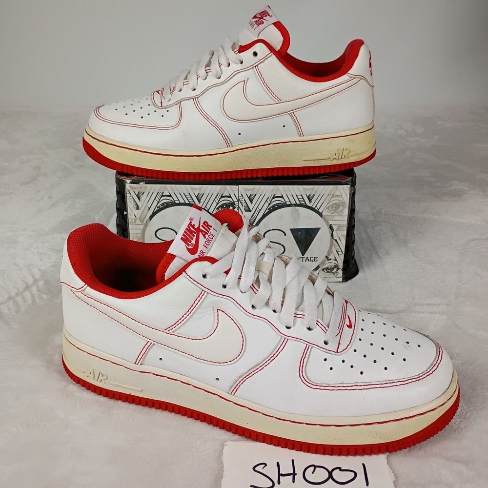 Nike Air Force 1 Low 07' Sneakers Mens 8.5 University Red White Shoes